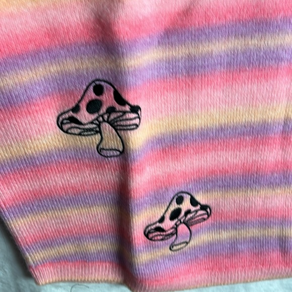 Spirit Jersey Psychedelic Pink Purple Ombre Mushroom Stripe Y2K 90s Knit Sweater - Picture 7 of 14